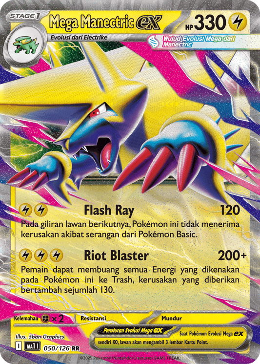 Mega Manectric ex RR - Pokemon Card 050/126 Mega Evolution - Indonesian