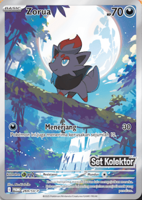 Zorua AR Promo Pokemon Card 269/SV-P Set Kolektor Black & White Indonesian KrystalKollectz 2025 BW Hitam & Putih