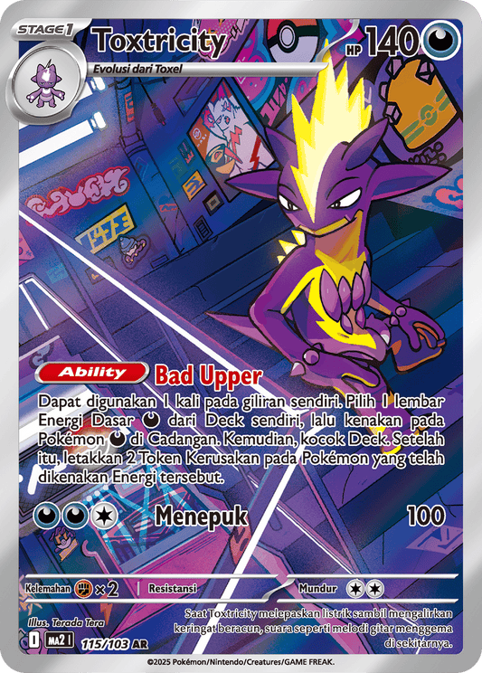 Toxtricity Art Rare Indonesian Pokemon card single krystalkollectz phantasmal flames 115/103 AR mega evolution 